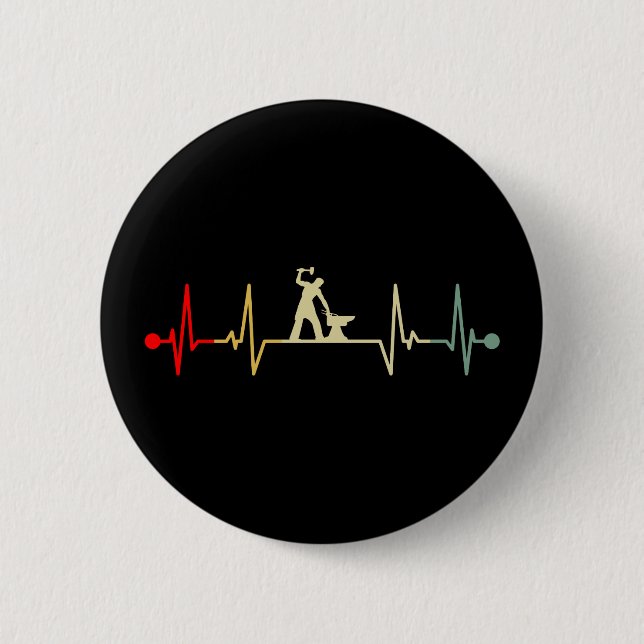 Farrier Heartbeat Design Vintag Button (Vorderseite)