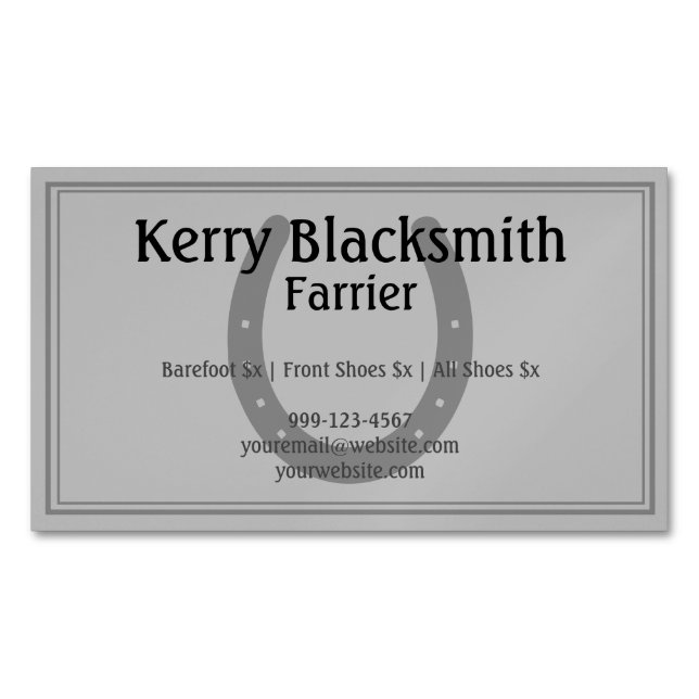 Farrier Horseshoe et Trim Carte de visite (devant)