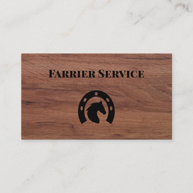 Farrier Horseshoe Service Wood Visitenkarte (Vorderseite)