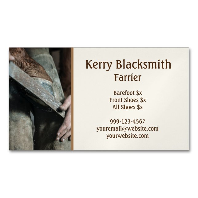 Farrier Horseshoeing und Trim Business Card Magnet (Vorderseite)