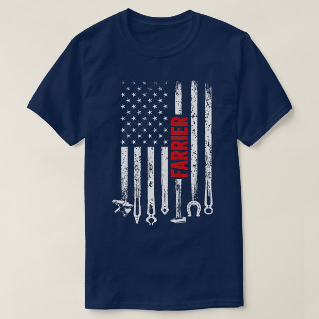 Farrier US Flag Horseshoe Hoof Trimming Equine Sho T-Shirt (Design vorne)