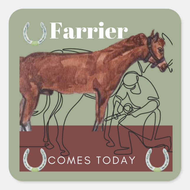 farrier vient aujourd'hui autocollant carré (Devant)
