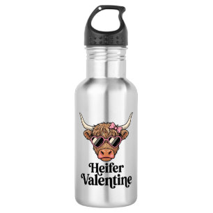 Färse Valentine Highland-Kuh Vintage-Design_1 Edelstahlflasche