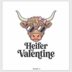 Färse Valentine Highland-Rind Vintage-Design_1 Aufkleber