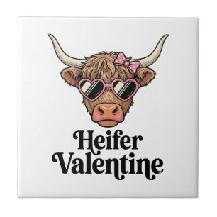 Färse Valentinstag Highland-Kuh Vintage-Design_1 Fliese