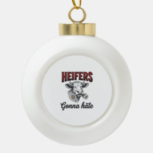 Färsen Werden Hassen Lustiges Kuh Vintage Gravur T Keramik Kugel-Ornament