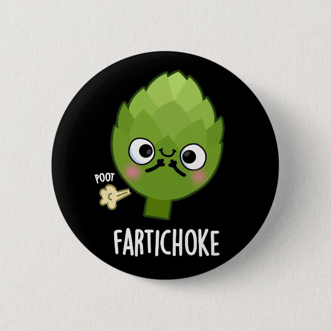 Fartichoke Funny Farting Artichoke Pun Dark BG Button (Vorderseite)