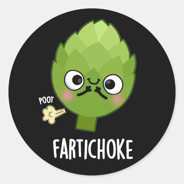 Fartichoke Funny Farting Artichoke Pun Dark BG Runder Aufkleber (Vorderseite)
