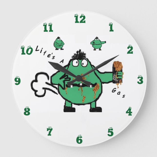 Farting 'Life's A Gas ' Wall Clock Große Wanduhr (Vorderseite)