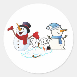 Farting Snowmen Runder Aufkleber