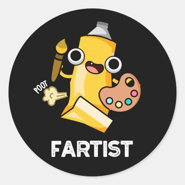 Fartist Funny Artist Pun Dark BG Runder Aufkleber (Vorderseite)