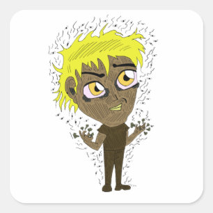 Farty Fingers Chibi Quadratischer Aufkleber