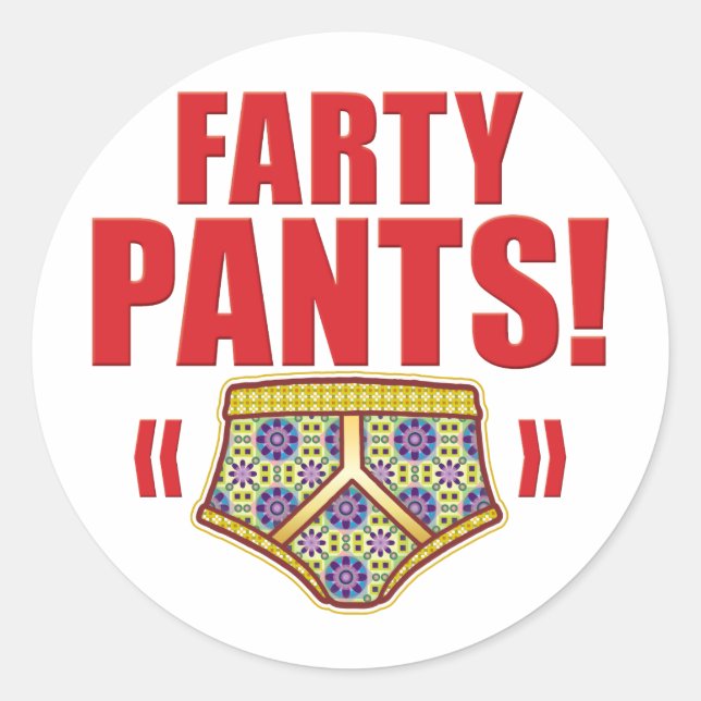 Farty Pants Flower Runder Aufkleber (Vorderseite)