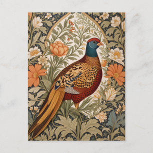 Fasan Antik Blumenmuster inspiriert von William Mo Postkarte