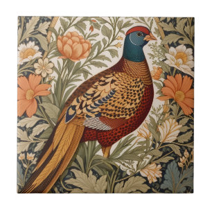 Fasan Antik Blumenmuster William Morris Inspiriert Fliese