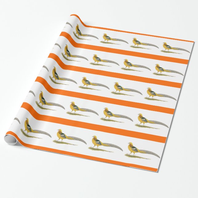Fasan: Gelbgolden Geschenkpapier (Ungerollt)