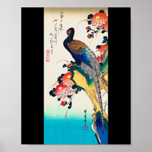 Fasan und Chrysanthemum, Hiroshige, Ukiyo-e Poster