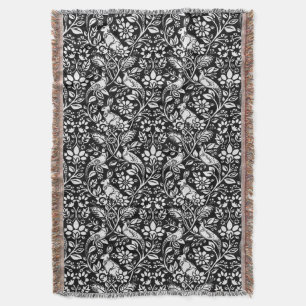 Fasan- und Hasenmuster, Schwarz und Weiß  Decke