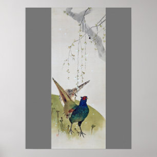 Fasan und weinender Kirschbaum, Watanabe Seitei Poster