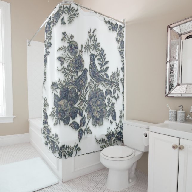 Fasane in Blume Duschvorhang (Beispiel)