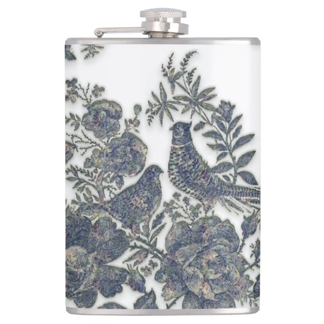 Fasane in Blume Flachmann (Vorderseite)