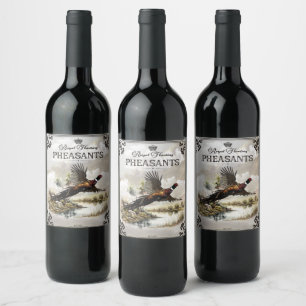 Fasane, königliche Jagd Weinetikett
