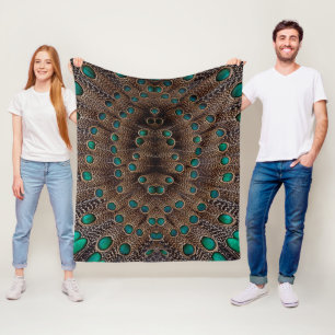 Fasanenfeder-Fraktal-Design Fleecedecke