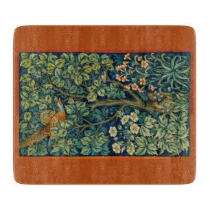 Fasanenvogel in einem Baum (von William Morris) Schneidebrett