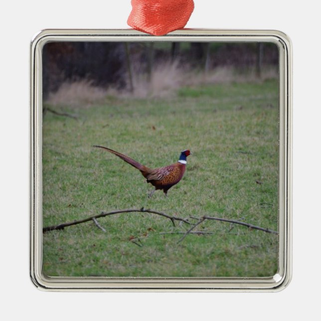 Fasant Ornament Aus Metall (Vorne)