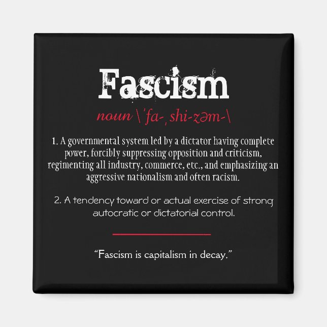 Faschismus Definition Politische Aussage Rot Magnet (Vorne)