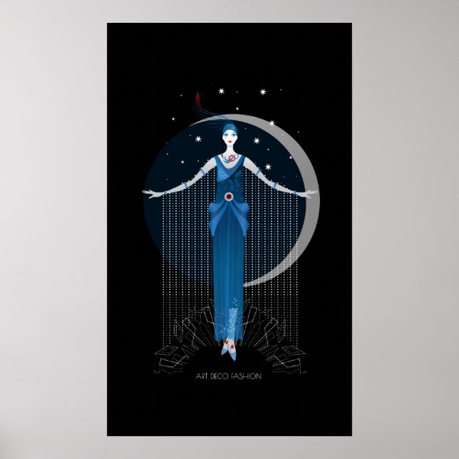 Fashion Art Deko elegante stilvolle Illustration (Vorne)