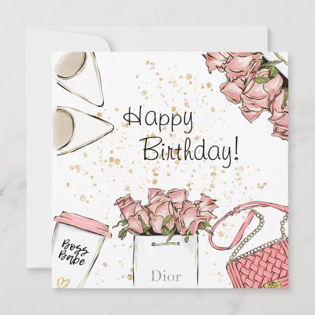 Fashion Birthday Card Feiertagskarte (Vorderseite)