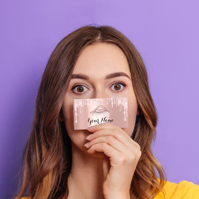 Fashion Boutique Cloud Hanger Rose Pink Glitzer Visitenkarte (Fashion Boutique Cloth Hanger Rose Pink Glitter Business Card)