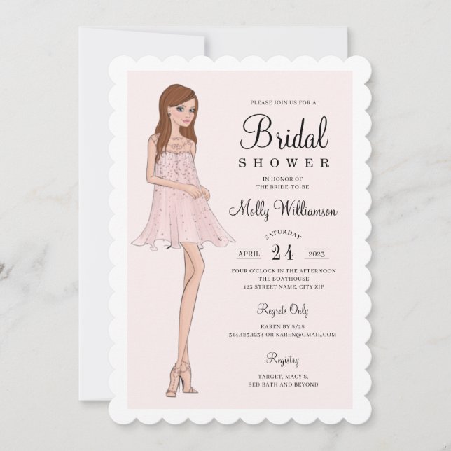 Fashion Bride Bridal Dusche Einladung (Vorderseite)