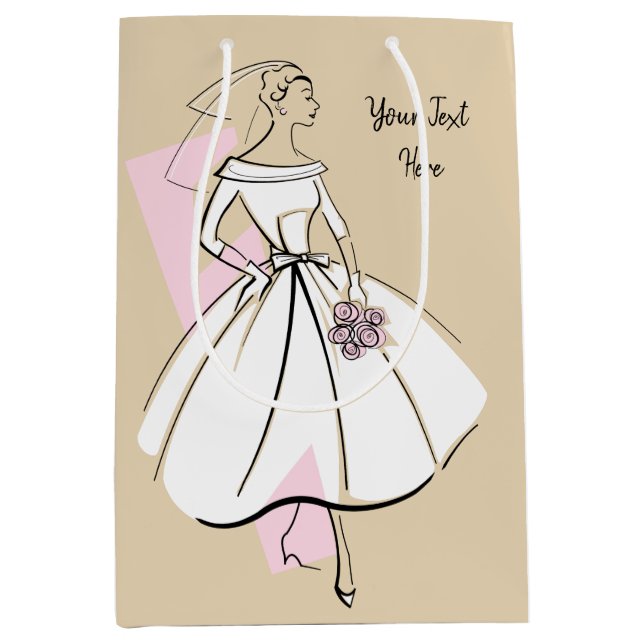 Fashion Bride Neutral Sac cadeau texte moyen (Devant)