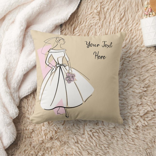 Fashion Bride Neutral Texte lancer oreiller (Couverture)