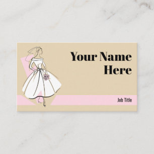 Fashion Bride Neutre carte de visite rose rayure