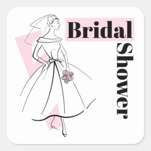 Fashion Bride Pink Brautparty Square Quadratischer Aufkleber