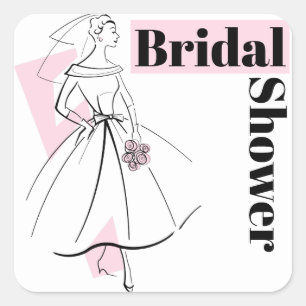 Fashion Bride Pink Brautparty Square Quadratischer Aufkleber