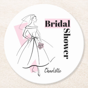 Fashion Bride Pink Brautparty Untersetzer rund
