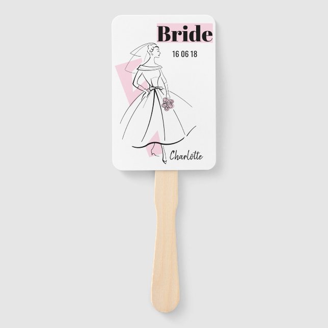 Fashion Bride Pink Bride Fan Paddel Fächer (Vorderseite)