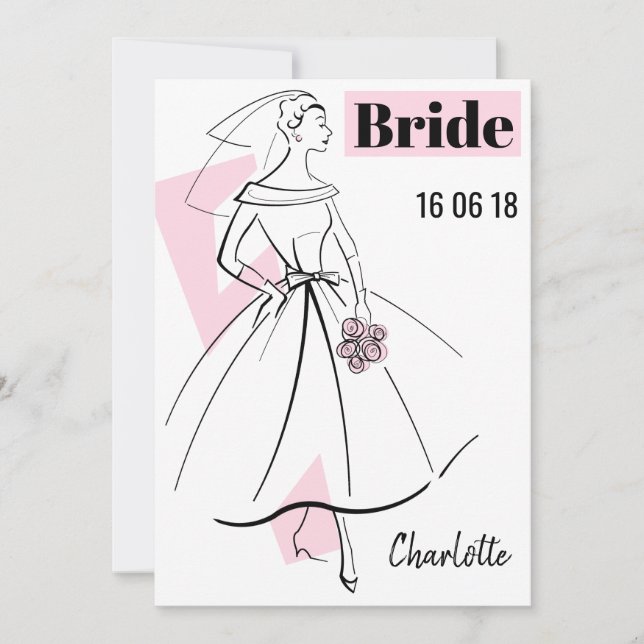 Fashion Bride Pink Bride invitation de la nuptiale (Devant)