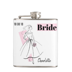 Fashion Bride Pink Bride Name Flasche Flachmann