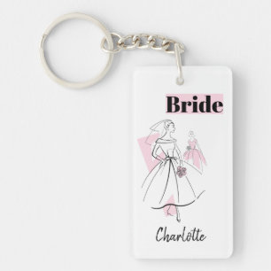 Fashion Bride Pink Bride Rechteck Schlüsselanhänger