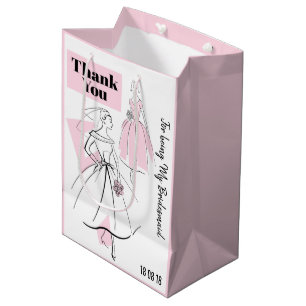 Fashion Bride Pink Danke Bridesmaid med pink Mittlere Geschenktüte