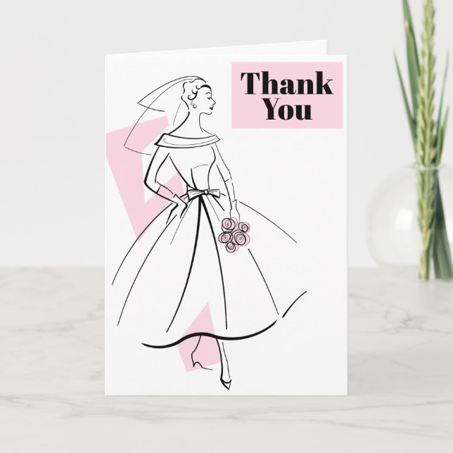 Fashion Bride Pink Danke Karte (Vorderseite)