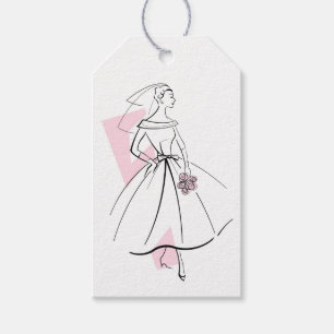 Fashion Bride Pink Geschenk Tags vertikal Geschenkanhänger