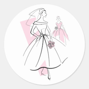 Fashion Bride Pink Group Aufkleber rund