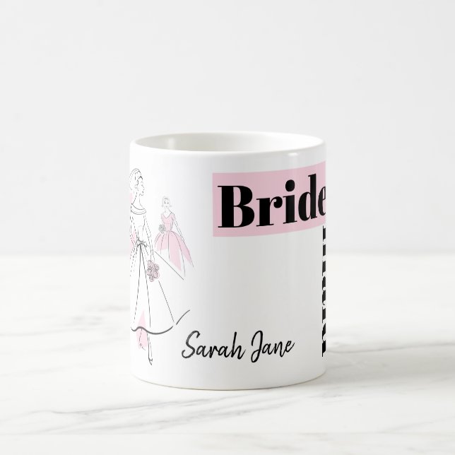 Fashion Bride Pink Group Bridesmaid Nom tasse (Centre)