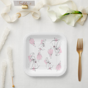 Fashion Bride Pink Group Multi Square Pappteller